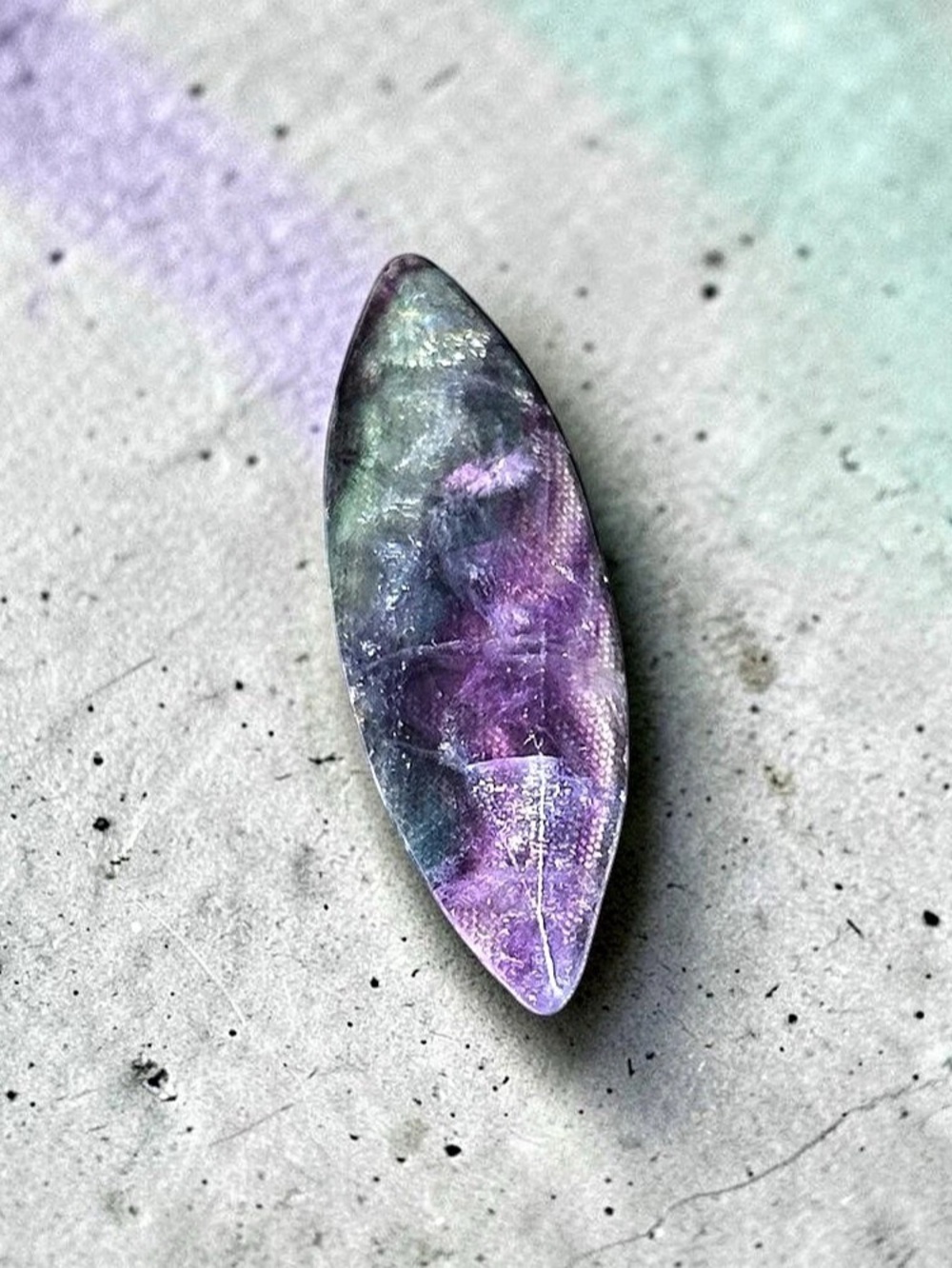 Faceted Rainbow Fluorite Cabochon- UV Reactive